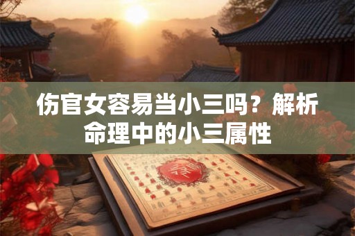 伤官女容易当小三吗？解析命理中的小三属性
