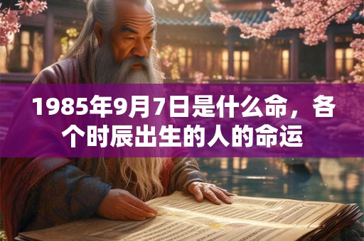 1985年9月7日是什么命，各个时辰出生的人的命运