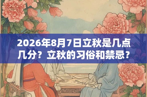 2026年8月7日立秋是几点几分？立秋的习俗和禁忌？