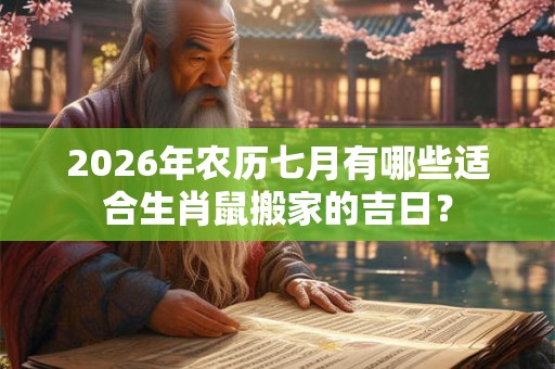 2026年农历七月有哪些适合生肖鼠搬家的吉日？