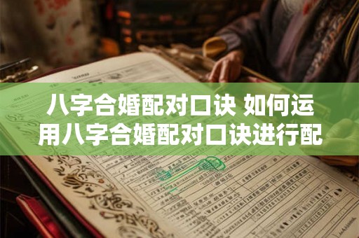 八字合婚配对口诀 如何运用八字合婚配对口诀进行配对