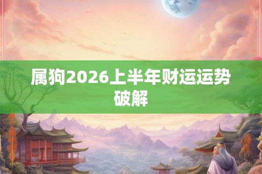 属狗2026上半年财运运势破解