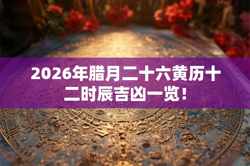2026年腊月二十六黄历十二时辰吉凶一览！