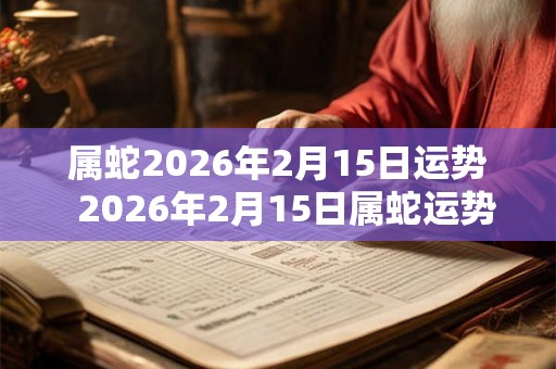 属蛇2026年2月15日运势  2026年2月15日属蛇运势详解