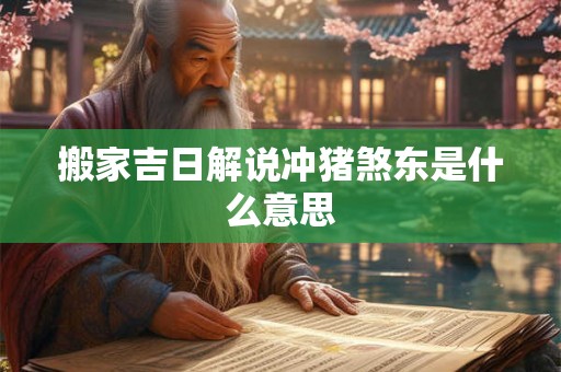 搬家吉日解说冲猪煞东是什么意思