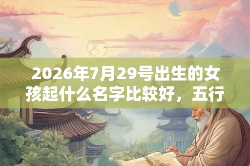 2026年7月29号出生的女孩起什么名字比较好，五行属什么