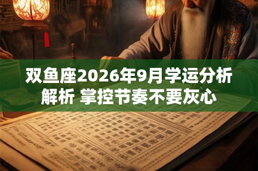 双鱼座2026年9月学运分析解析 掌控节奏不要灰心