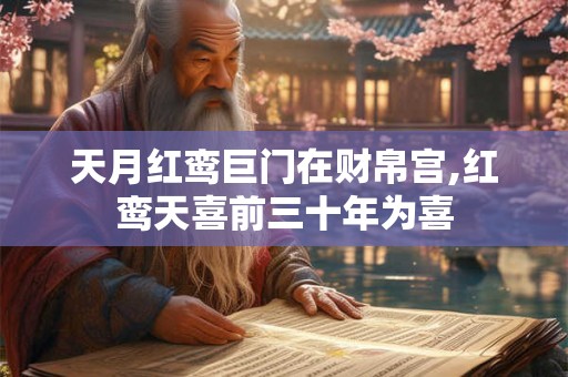 天月红鸾巨门在财帛宫,红鸾天喜前三十年为喜 天月红鸾巨门在财帛宫,红鸾天喜前三十年为喜