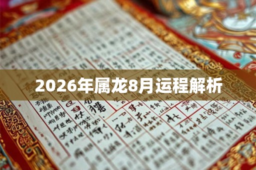 2026年属龙8月运程解析