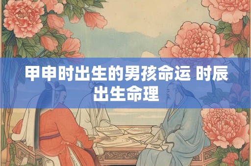 甲申时出生的男孩命运 时辰出生命理