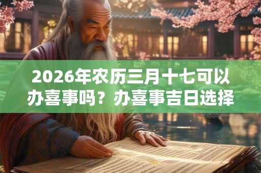 2026年农历三月十七可以办喜事吗？办喜事吉日选择原则？
