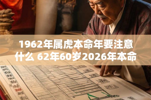 1962年属虎本命年要注意什么 62年60岁2026年本命年佩戴什么好