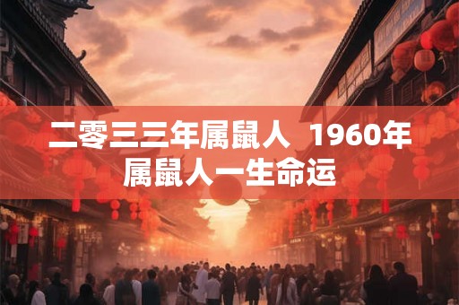 二零三三年属鼠人  1960年属鼠人一生命运