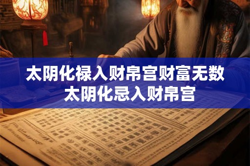 太阴化禄入财帛宫财富无数  太阴化忌入财帛宫