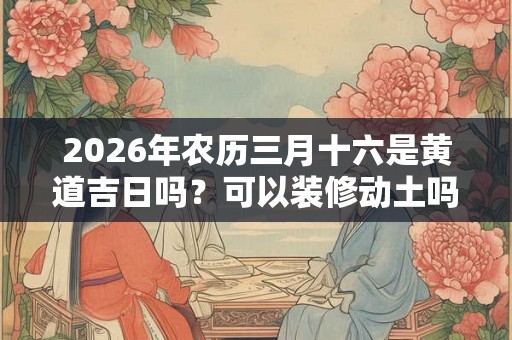 2026年农历三月十六是黄道吉日吗？可以装修动土吗？