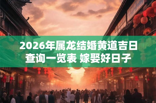 2026年属龙结婚黄道吉日查询一览表 嫁娶好日子 2026年属龙结婚黄道吉日查询一览表 嫁娶好日子