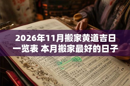 2026年11月搬家黄道吉日一览表 本月搬家最好的日子万年历