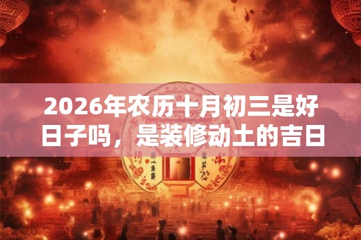 2026年农历十月初三是好日子吗，是装修动土的吉日吗？