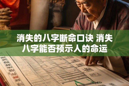 消失的八字断命口诀 消失八字能否预示人的命运