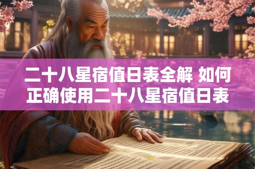 二十八星宿值日表全解 如何正确使用二十八星宿值日表