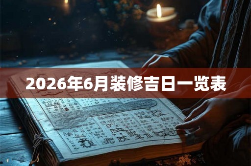 2026年6月装修吉日一览表