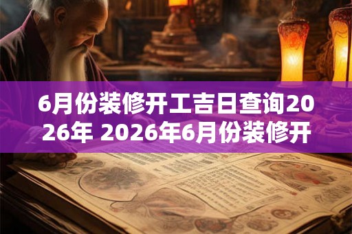 6月份装修开工吉日查询2026年 2026年6月份装修开工吉日
