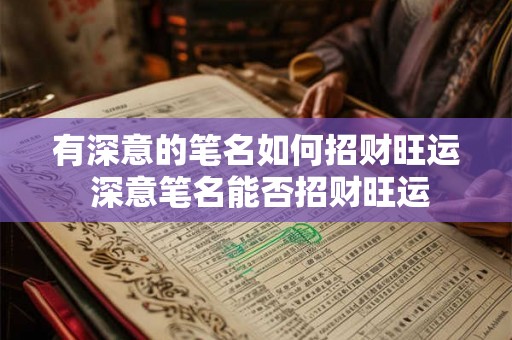有深意的笔名如何招财旺运 深意笔名能否招财旺运