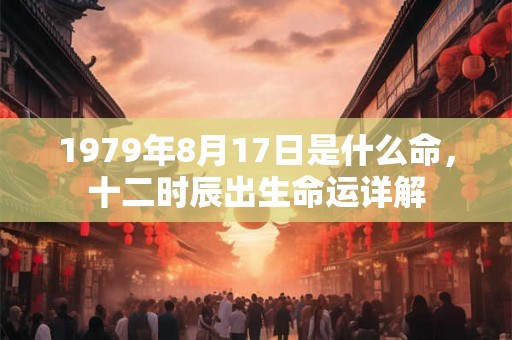 1979年8月17日是什么命，十二时辰出生命运详解