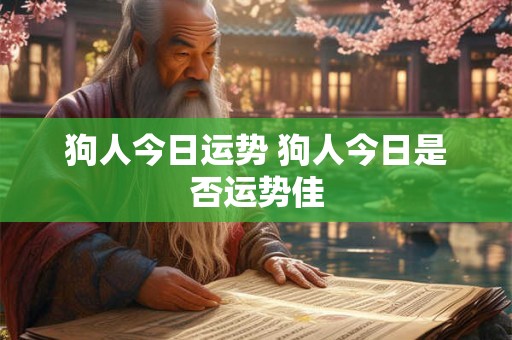 狗人今日运势 狗人今日是否运势佳