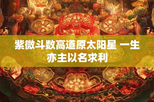 紫微斗数高道原太阳星 一生亦主以名求利