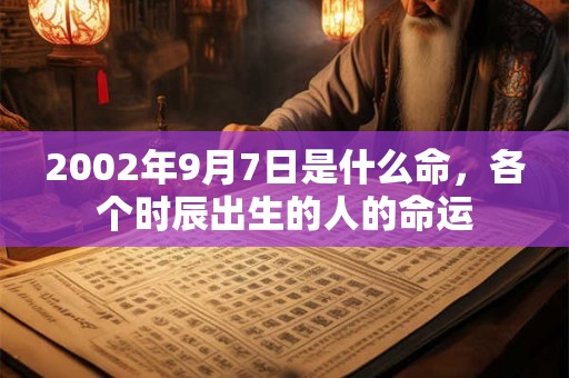 2002年9月7日是什么命，各个时辰出生的人的命运