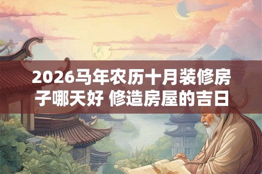 2026马年农历十月装修房子哪天好 修造房屋的吉日