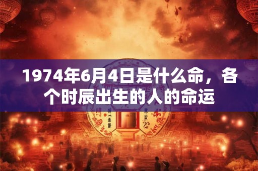 1974年6月4日是什么命，各个时辰出生的人的命运