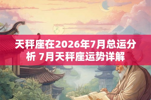天秤座在2026年7月总运分析 7月天秤座运势详解