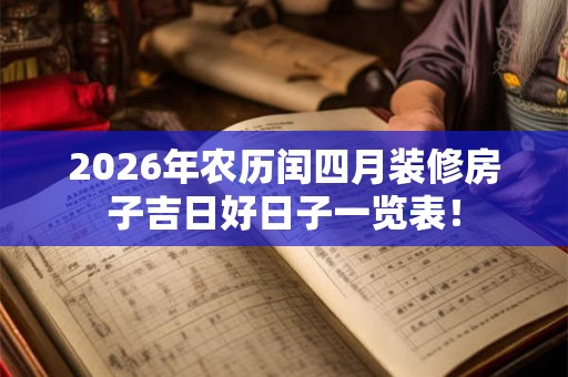 2026年农历闰四月装修房子吉日好日子一览表！