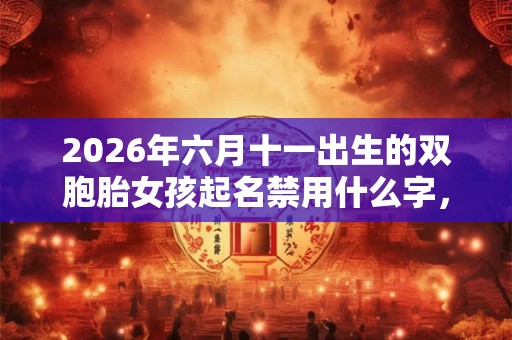 2026年六月十一出生的双胞胎女孩起名禁用什么字，五行属什么