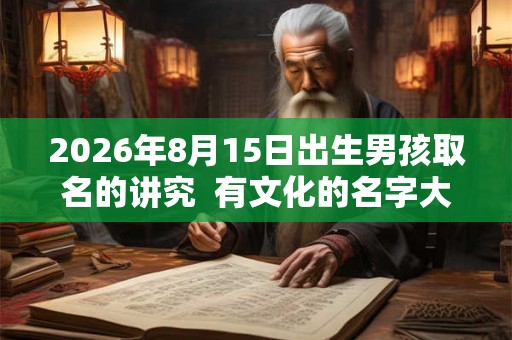 2026年8月15日出生男孩取名的讲究  有文化的名字大全