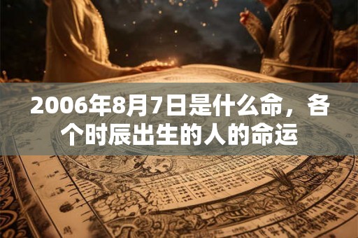 2006年8月7日是什么命，各个时辰出生的人的命运