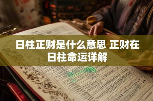 日柱正财是什么意思 正财在日柱命运详解