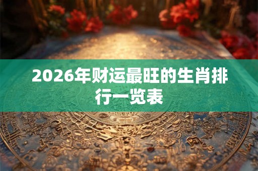 2026年财运最旺的生肖排行一览表 2026年财运最旺的生肖排行一览表
