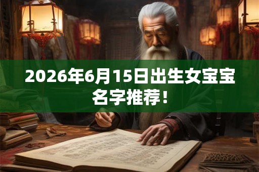 2026年6月15日出生女宝宝名字推荐! 2026年6月15日出生女宝宝名字推荐!