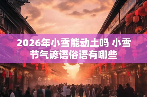 2026年小雪能动土吗 小雪节气谚语俗语有哪些