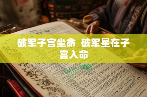 破军子宫坐命  破军星在子宫入命