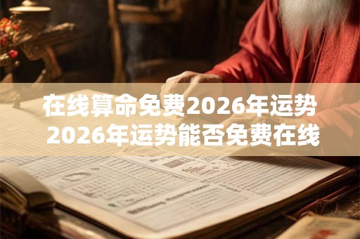 在线算命免费2026年运势 2026年运势能否免费在线算命
