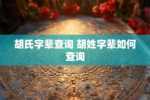 胡氏字辈查询 胡姓字辈如何查询 胡氏字辈查询 胡姓字辈如何查询