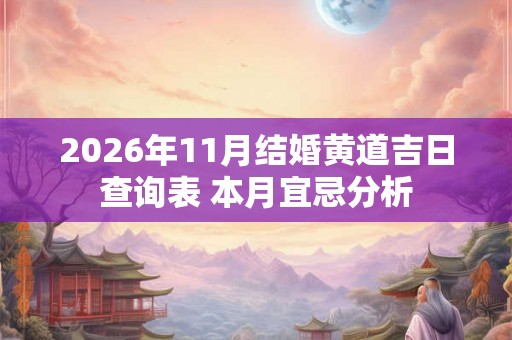 2026年11月结婚黄道吉日查询表 本月宜忌分析