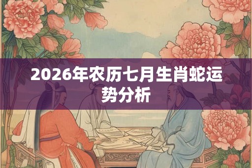 2026年农历七月生肖蛇运势分析