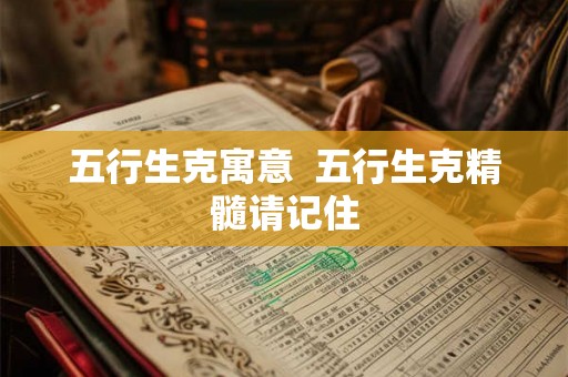 五行生克寓意  五行生克精髓请记住