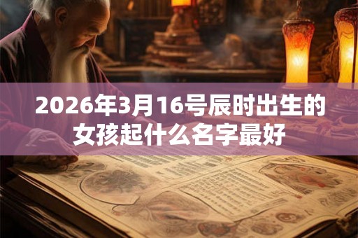 2026年3月16号辰时出生的女孩起什么名字最好