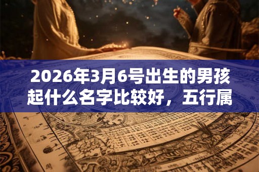 2026年3月6号出生的男孩起什么名字比较好，五行属什么